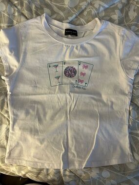 White Fox Boutique Girls' White Short-Sleeve Tee with Pink & Teal Graphic